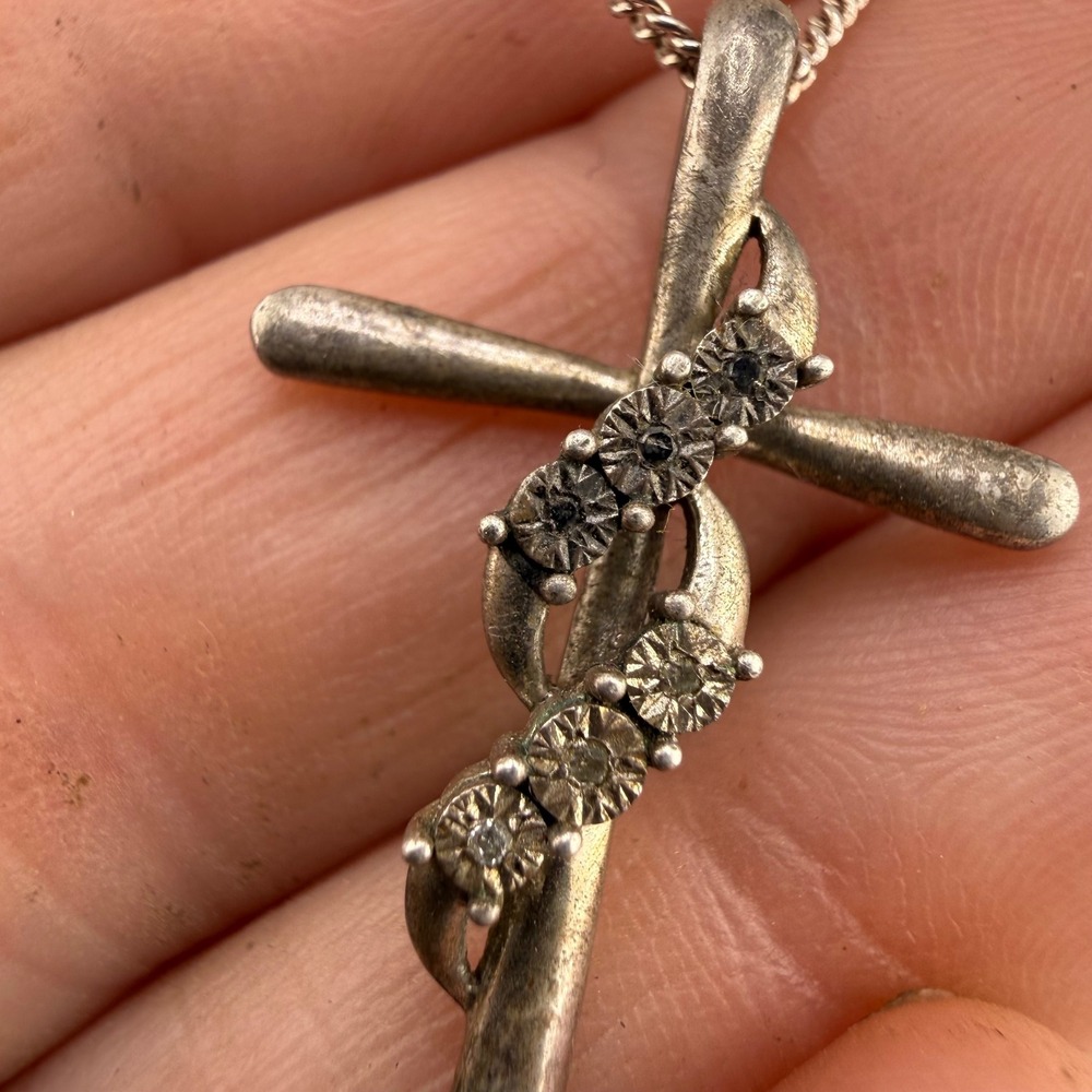 Vintage RL Cross Necklace Silver 925‎ Sterling Wrap